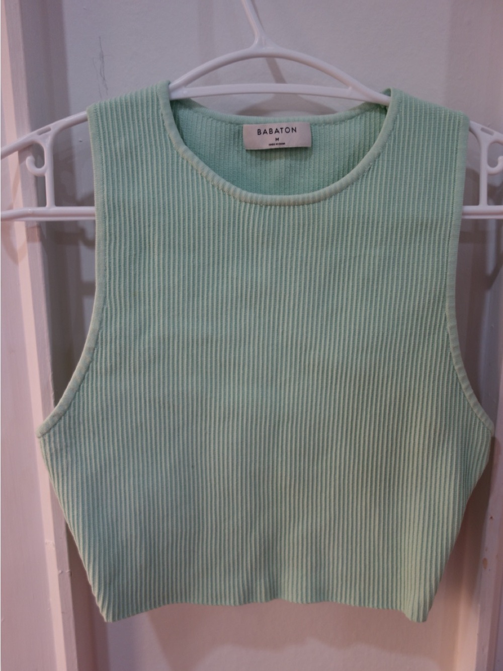 Babaton Light Mint Ribbed Cropped Tank